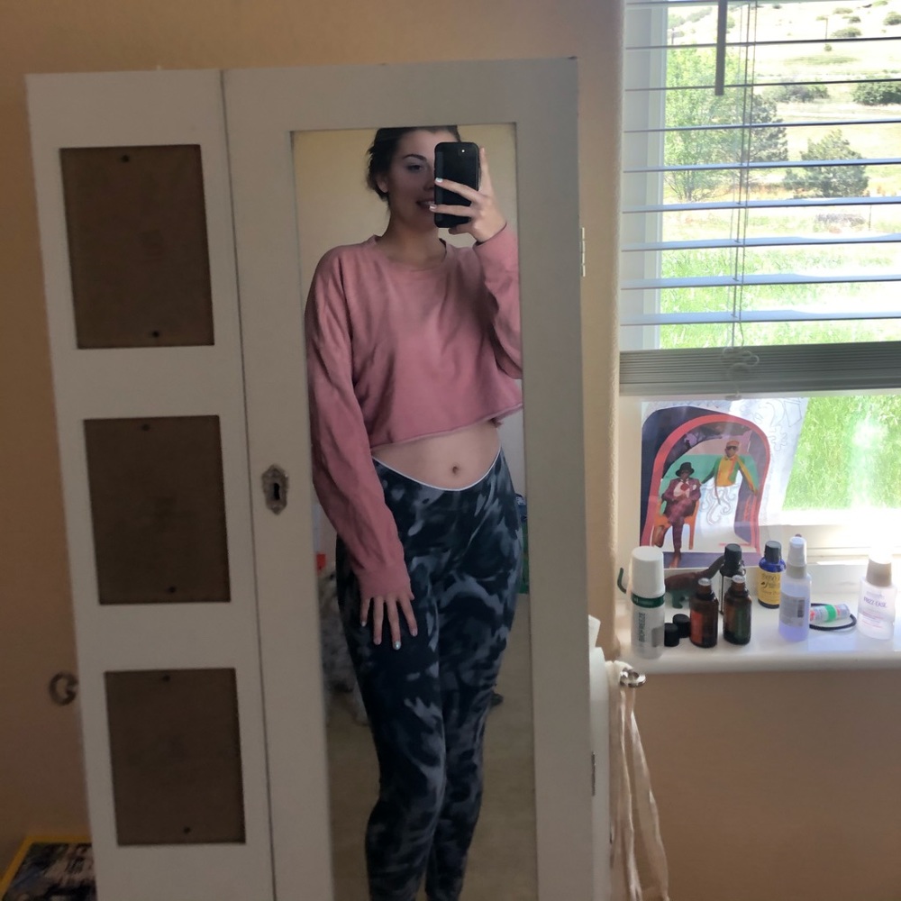 Kendall and Kylie pink crop top sweatshirt